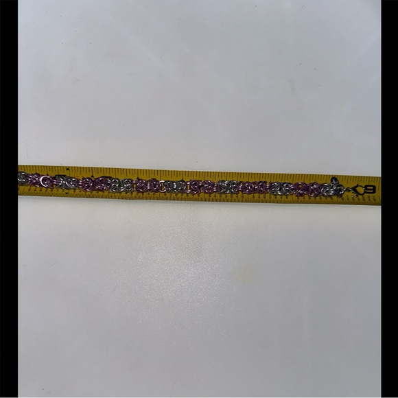 Pink and Silver tone Byzantine Hand Crafted Bracelet - Picture 6 of 6